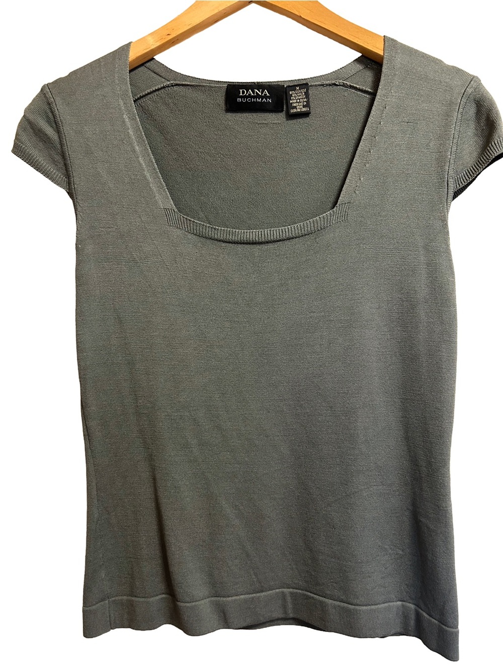 Vintage Dana Buchman Green Silk Blend Fine Gauge Knit Top Medium OS